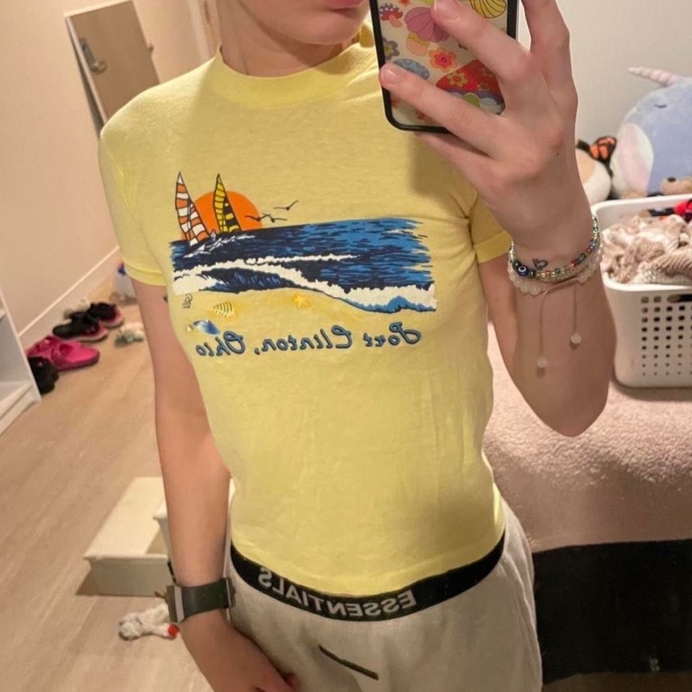 Vintage Reworked Vacation Graphic T Shirt Beach